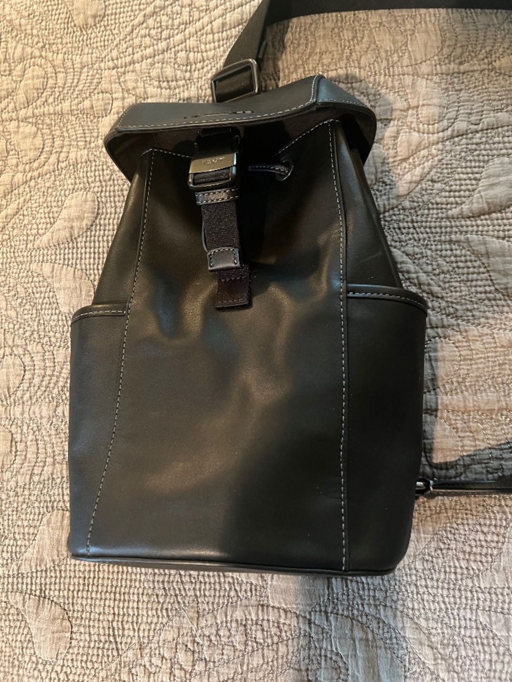 Coach Unisex Men or Women’s Black Leather Racer Backpack NWOT Used Once